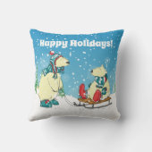 Baby Bear auf Schlitten im Winter Schnee ein feste Kissen (Rückseite)