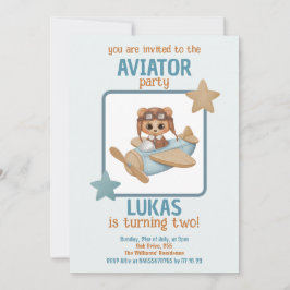 Baby Bear Aviator Party Boy Birthday Einladung