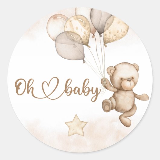 Baby Bear Baby Dusche Runder Aufkleber (Vorderseite)