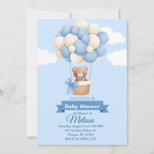 Baby Bear Baby Shower Einladung (Vorderseite)