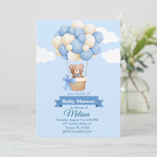 Baby Bear Baby Shower Einladung (Stehend Vorderseite)