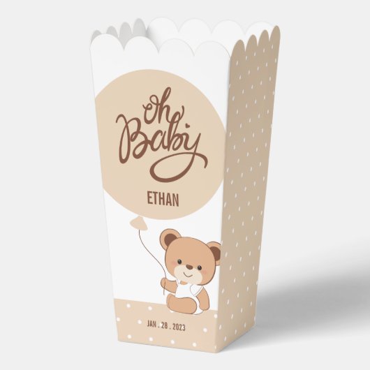 Baby Bear Baby Shower Popcorn Box Geschenkschachtel (Vorderseite)