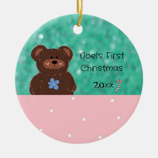 Baby Bear Baby's First Christmas Keramik Ornament (Vorne)