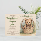 Baby Bear Bear Bearly Wait Baby Dusche Einladung (Stehend Vorderseite)