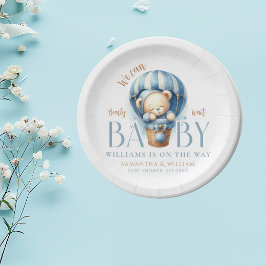 Baby Bear Blue Balloon Ride Pappteller