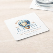 Baby Bear Blue Balloon Ride Rechteckiger Pappuntersetzer (angewinkelt)