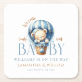 Baby Bear Blue Balloon Ride Rechteckiger Pappuntersetzer (Vorderseite)