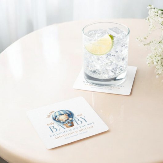 Baby Bear Blue Balloon Ride Rechteckiger Pappuntersetzer