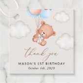 Baby Bear, Blue Balloons, erster Geburtstag Geschenkanhänger (Vorderseite)