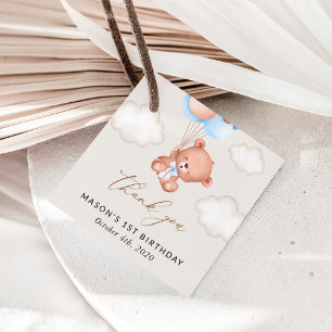 Baby Bear, Blue Balloons, erster Geburtstag Geschenkanhänger