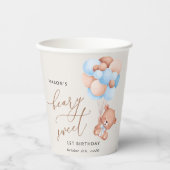 Baby Bear, Blue Balloons, erster Geburtstag Pappbecher (Vorderseite)