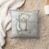 Baby Bear Blue Ribbon Watercolor Baby Boy Vintag Kissen (Decke)