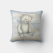 Baby Bear Blue Ribbon Watercolor Baby Boy Vintag Kissen (Vorderseite)