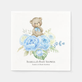 Baby Bear Boy Blue Blume | Babydusche Napkins Serviette