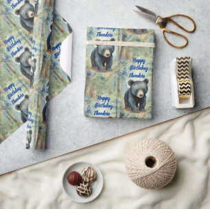 Baby Bear Boy Personalisiert Geburtstag Geschenkpapier