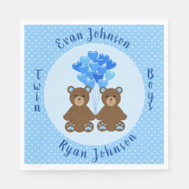 Baby Bear Boy Twins Paper Napkins Serviette