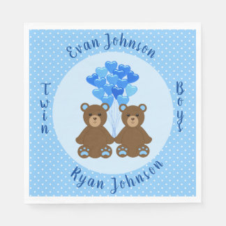 Baby Bear Boy Twins Paper Napkins Serviette