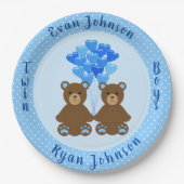 Baby Bear Boy Twins Paper Plate Pappteller (Vorderseite)