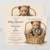 Baby Bear Boys Babydusche Einladung (Vorne/Hinten)