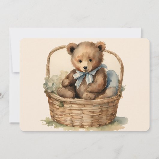 Baby Bear Boys Bearly Wait Baby Dusche Einladung (Rückseite)