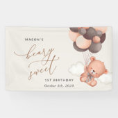 Baby Bear, Braune Balloons, Erster Geburtstag Will Banner (Horizontal)