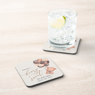 Baby Bear, Brauner Balloons, erster Geburtstag Getränkeuntersetzer