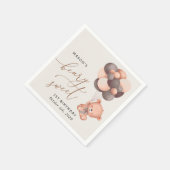 Baby Bear, Brauner Balloons, erster Geburtstag Serviette (Ecke)