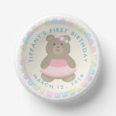 Baby Bear Cub Ballerina Girl First Birthday Party Pappteller (Vorderseite)