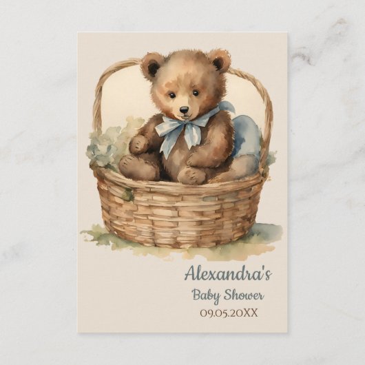 Baby Bear Cub Boy Babydusche Windelwanne Begleitkarte (Rückseite)