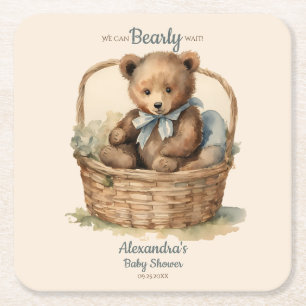 Baby Bear Cub Boys Babydusche Rechteckiger Pappuntersetzer