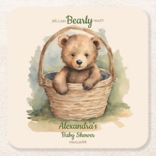 Baby Bear Cub Gender Neutral Baby Dusche Rechteckiger Pappuntersetzer