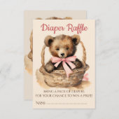 Baby Bear Cub Girl Dusche Windeln Windeln Raffel Begleitkarte (Vorne/Hinten)
