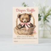 Baby Bear Cub Girl Dusche Windeln Windeln Raffel Begleitkarte (Stehend Vorderseite)