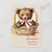 Baby Bear Cub Girl Dusche Windeln Windeln Raffel Begleitkarte (Rückseite)