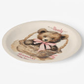 Baby Bear Cub Girls Babydusche Pappteller (Schrägansicht)