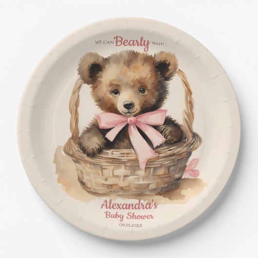 Baby Bear Cub Girls Babydusche Pappteller (Vorderseite)