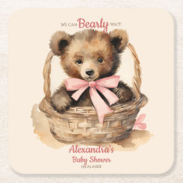 Baby Bear Cub Girls Babydusche Rechteckiger Pappuntersetzer
