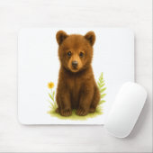 Baby Bear Cub in den Wildblumen Mousepad (Mit Mouse)