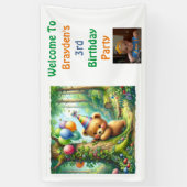 Baby Bear Cub Woodland Geburtstagsparty Banner (Vertikal)