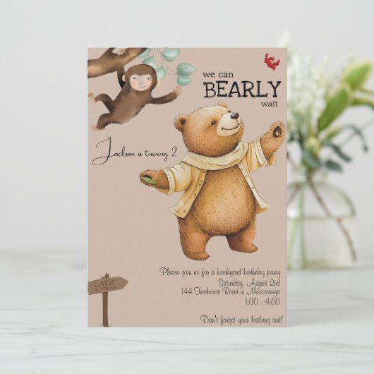 Baby Bear Einladung (Stehend Vorderseite)