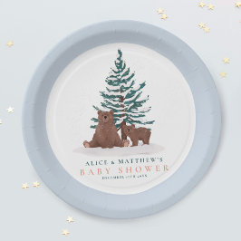 Baby Bear Evergreen Winter Baby Dusche Pappteller