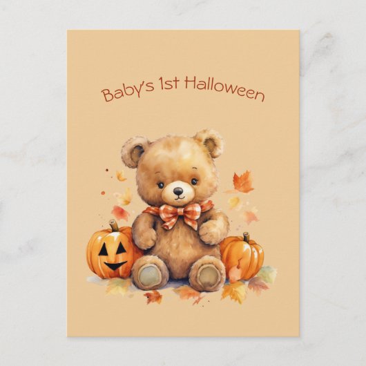 Baby Bear First Halloween Gruß Feiertagspostkarte (Vorderseite)