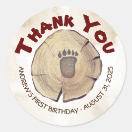 Baby Bear Foot Print Geburtstagsparty Danke Runder Aufkleber