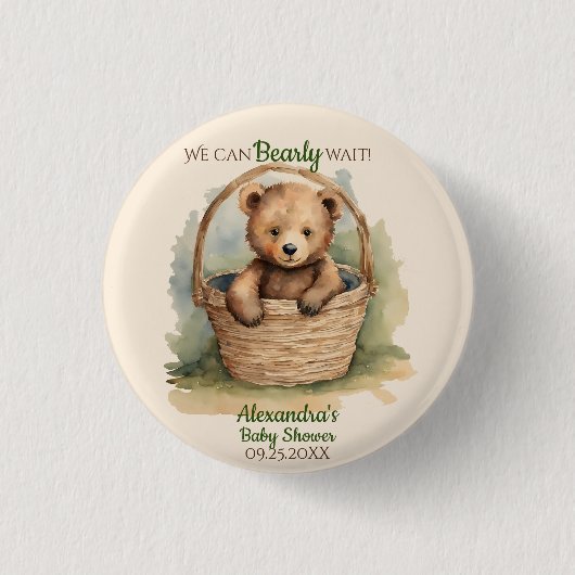 Baby Bear Gender Neutral Baby Dusche Button (Vorderseite)