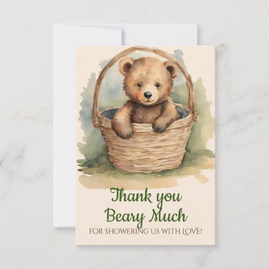Baby Bear Gender Neutral Baby Dusche Vielen Dank Dankeskarte (Vorderseite)