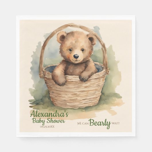 Baby Bear Gender Neutral Bearly Wait Baby Dusche Serviette (Vorderseite)