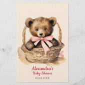 Baby Bear Girl Baby Predictions Karte (Rückseite)