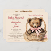 Baby Bear Girl Babydusche Einladung (Vorne/Hinten)