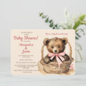 Baby Bear Girl Babydusche Einladung (Stehend Vorderseite)