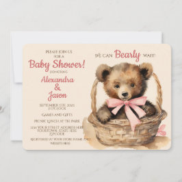 Baby Bear Girl Bearly Wait Baby Dusche Einladung